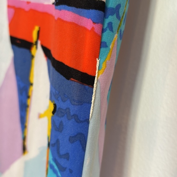 Rare Vintage 70's Ken Scott Hand Printed Sailboat Print MIdi Dress Retro White M - Picture 15 of 15